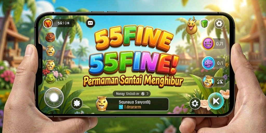 Tampilan gameplay 55FIVE yang ceria dan menghibur.