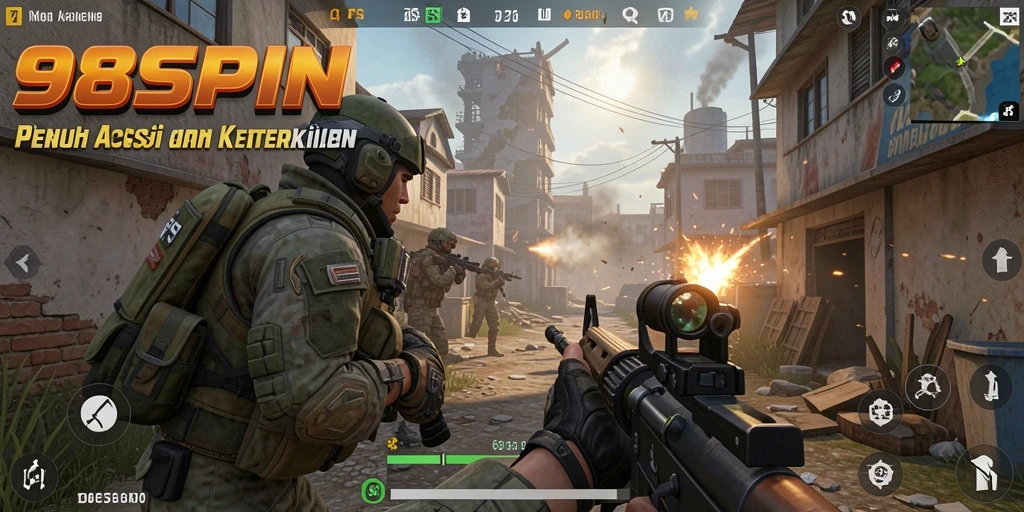 Tangkapan layar aksi seru dalam gameplay FPS 98SPIN.