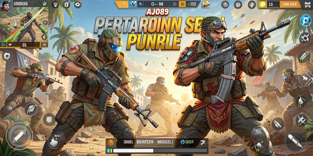 Tampilan seru gameplay pertarungan Battle Royale AJO89.