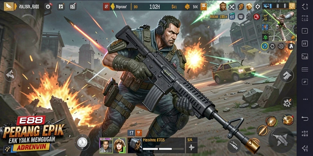 Tampilan mendebarkan dari gameplay E88 yang penuh aksi.