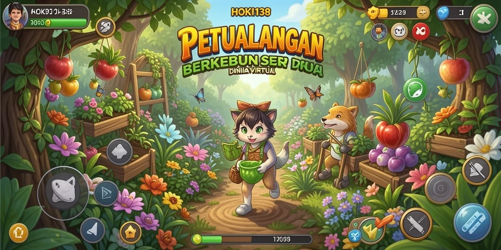 Tampilan menarik dari gameplay HOKI138 dengan aktivitas berkebun.