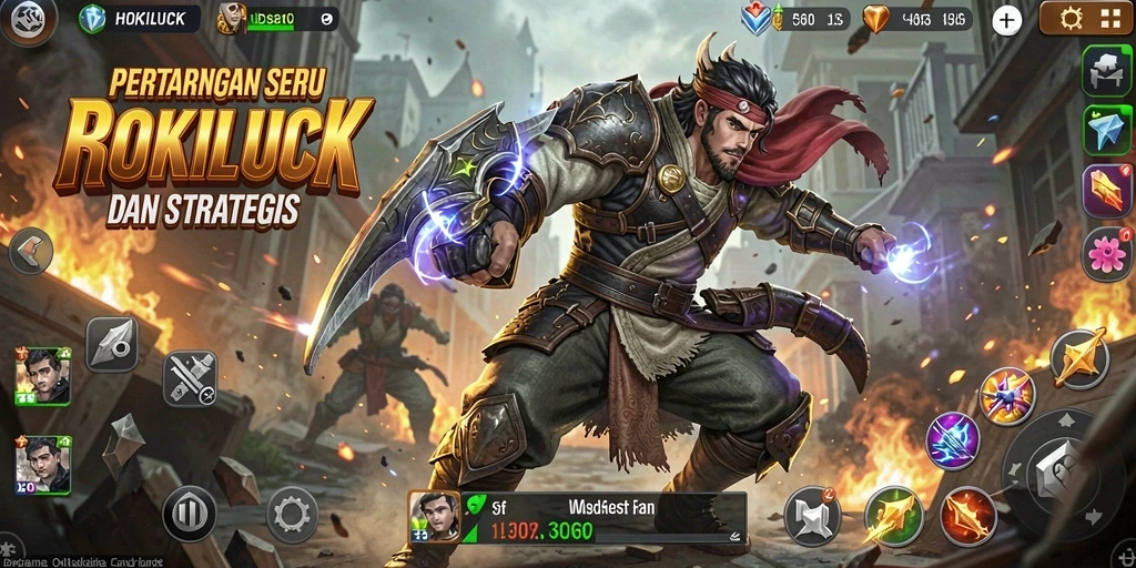 Screenshot utama HOKILUCK menunjukkan aksi pertarungan intens yang mendebarkan.