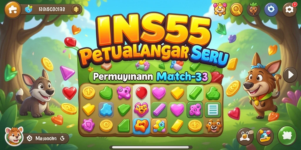 Screenshot dari gameplay seru INS55 dalam pertarungan Match-3.