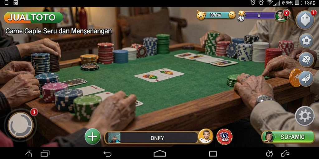 Tampilan gameplay seru JUALTOTO dengan kartu Gaple yang menarik.