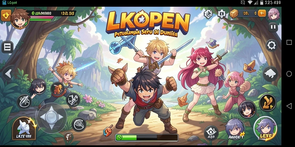 Tampilan gameplay menarik dalam dunia Anime LKOPEN.