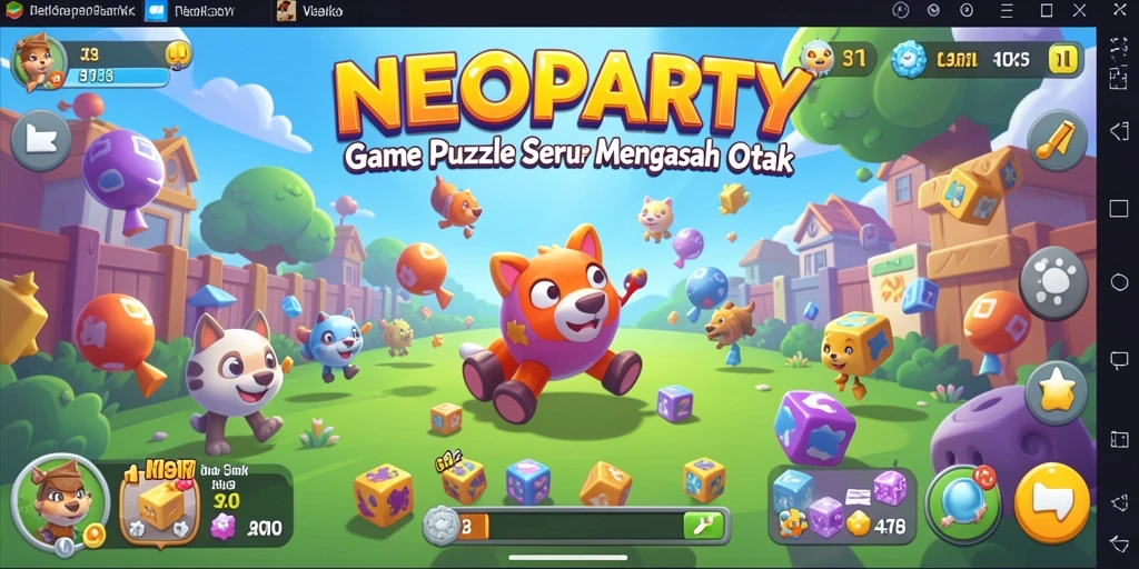 Tampilan gameplay menarik NEOPARTY dengan berbagai teka-teki yang menantang.