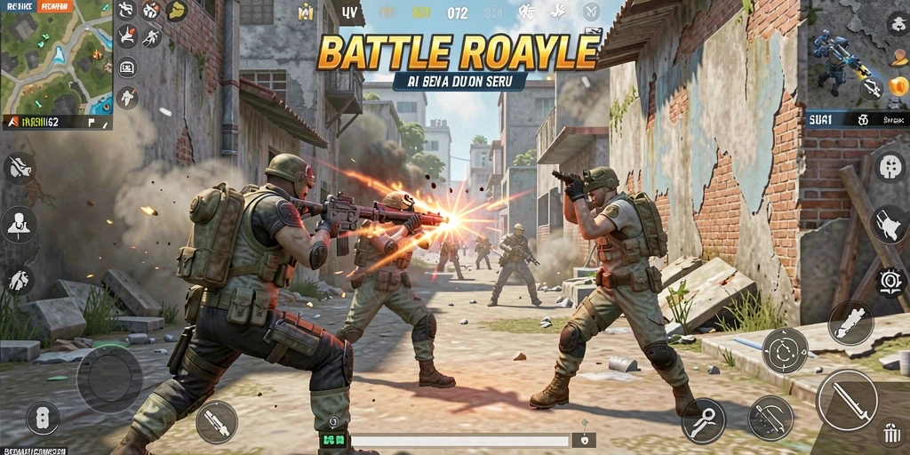 Tangkapan layar <strong>REMI62</strong> menampilkan pertempuran mendebarkan dalam arena Battle Royale.