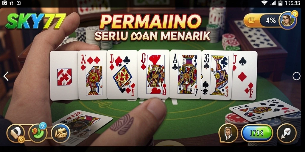 Screenshot gameplay dari SKY77 menampilkan aksi seru dan kompetitif di permainan Domino.