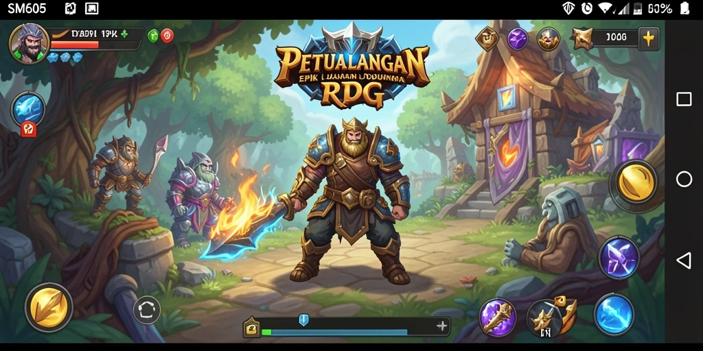 Screenshot gameplay SM605 yang menampilkan pertarungan epik dan grafis menawan.