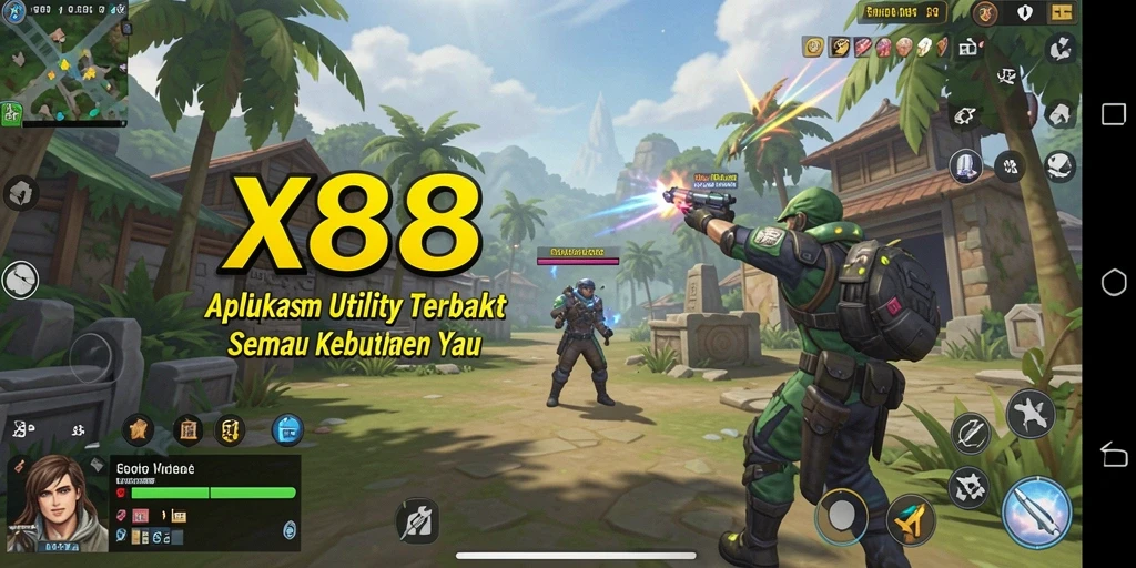 Tampilan antarmuka utama aplikasi X88 yang sederhana dan fungsional.
