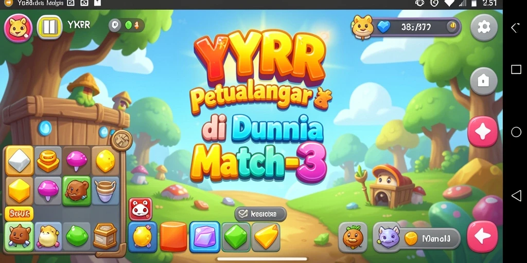 Tangkapan layar YYRR menunjukkan gameplay penuh warna dan menyenangkan dari level Match-3.